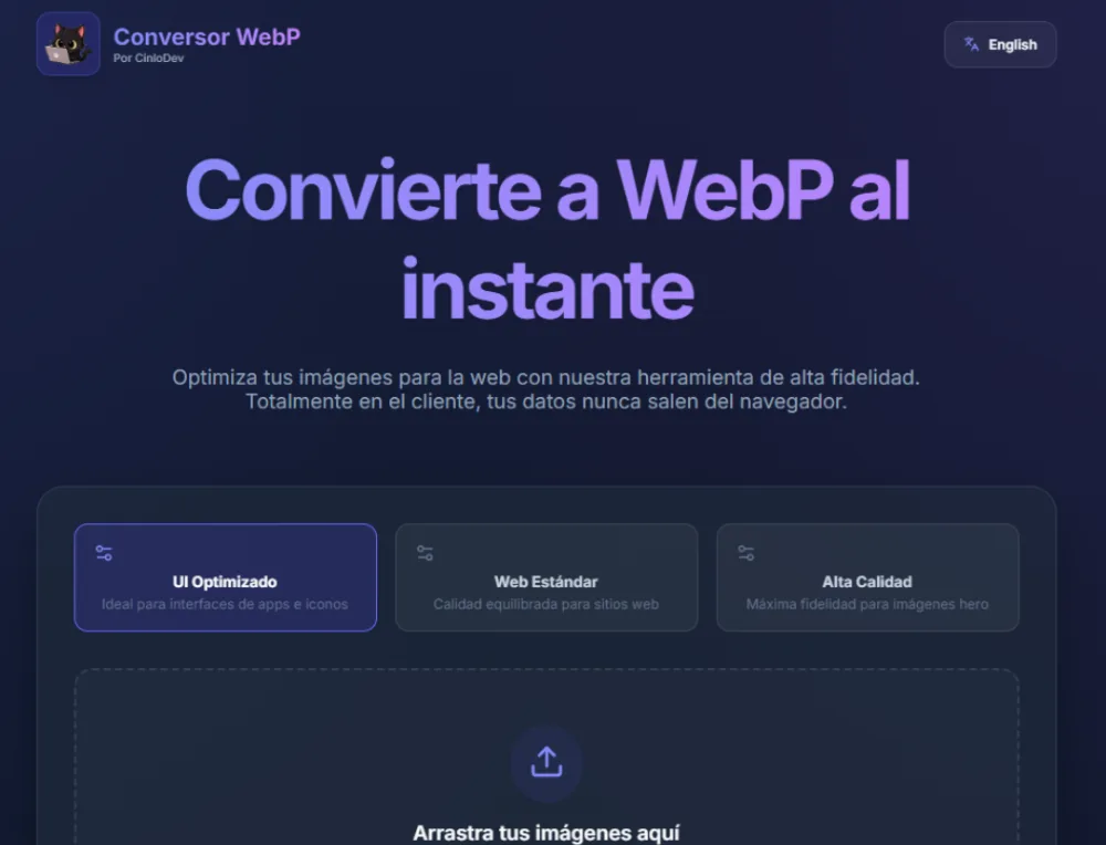WebP Image Converter interface.