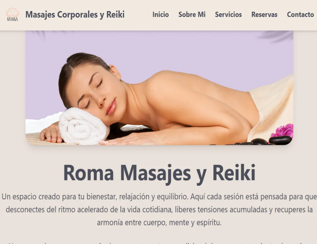 Roma landing page.